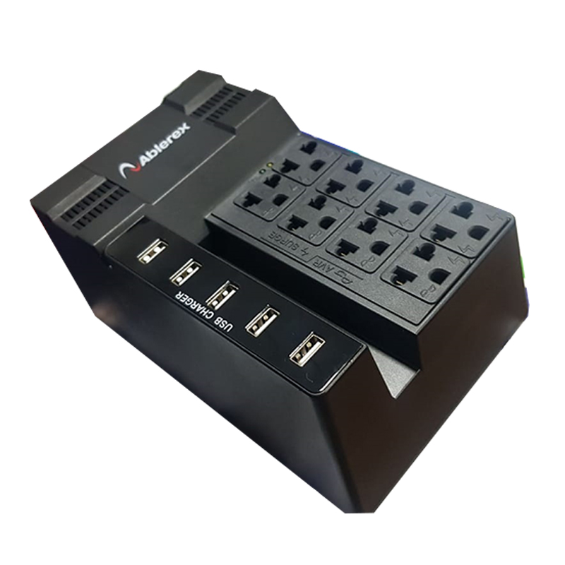 Regulador de Voltaje Ablerex 1200VA / 600W 8 Tomas y 5 USB N/P: AB-R1028USB - PC Mania