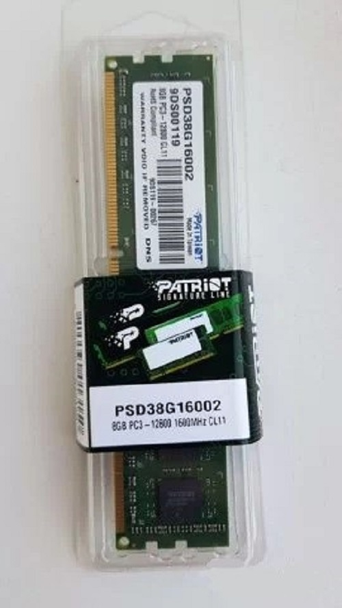 Memoria RAM Patriot 8GB 1600Mhz PC3-12800 DDR3 Desktop N/P: PSD38G16002 - PC Mania