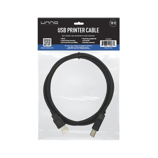 Cable USB de Impresora Unno Tekno 3 Mts. N/P: CB4007BK - PC Mania