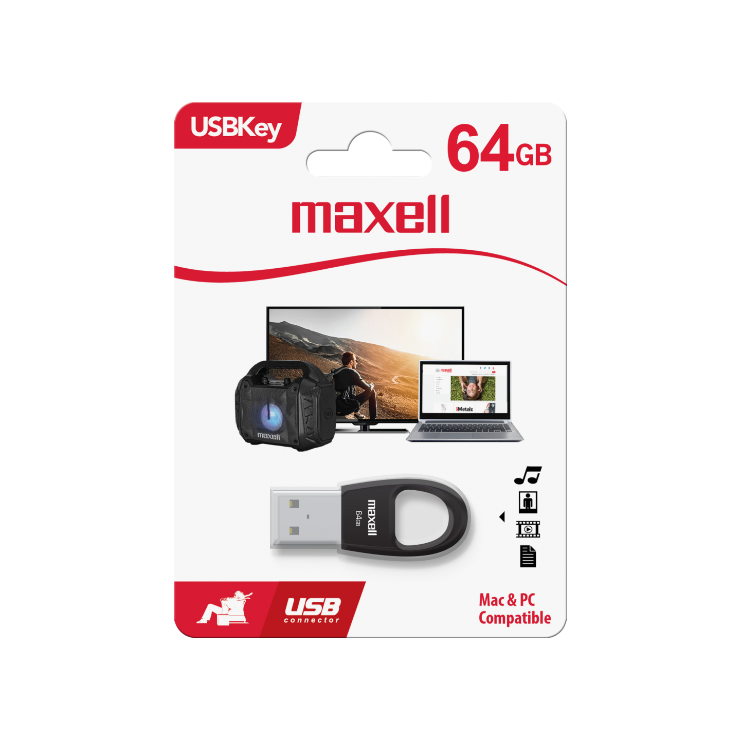 Pen Drive Maxell USB KEY 64GB USB Negro N/P: 348398 - PC Mania