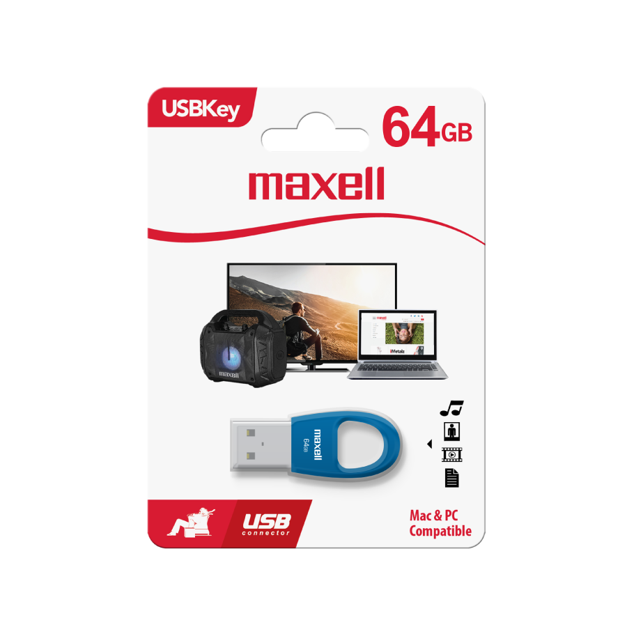 Pen Drive Maxell USB KEY 64GB USB Azul N/P: 348399 - PC Mania