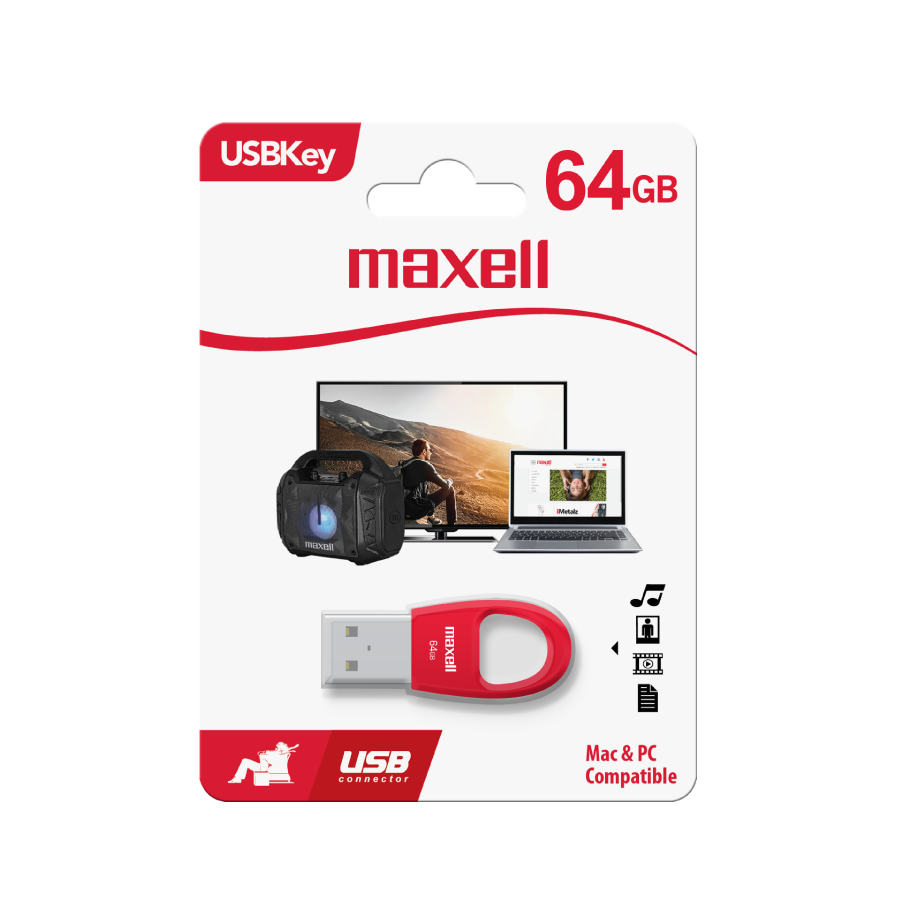 Pen Drive Maxell USB KEY 64GB USB Rojo N/P: 348400 - PC Mania