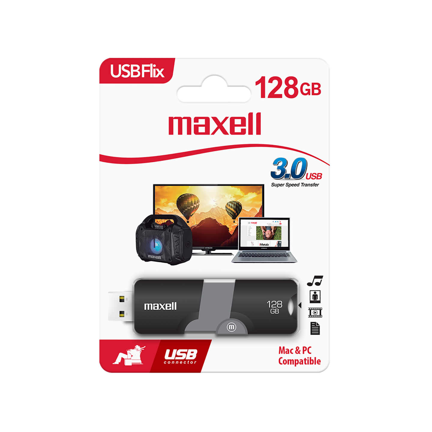 Pen Drive Maxell USB FLIX 128GB USB 3.0 Negro / Gris N/P: 347804 - PC Mania