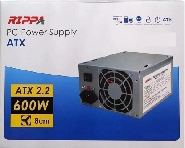 Fuente de Poder ATX 2.2 RIPPA 600W 20+4 Mod. 13GE-DT02 - PC Mania