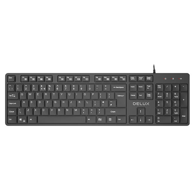 Teclado Delux alámbrico Español USB Negro N/P: SK800U - PC Mania