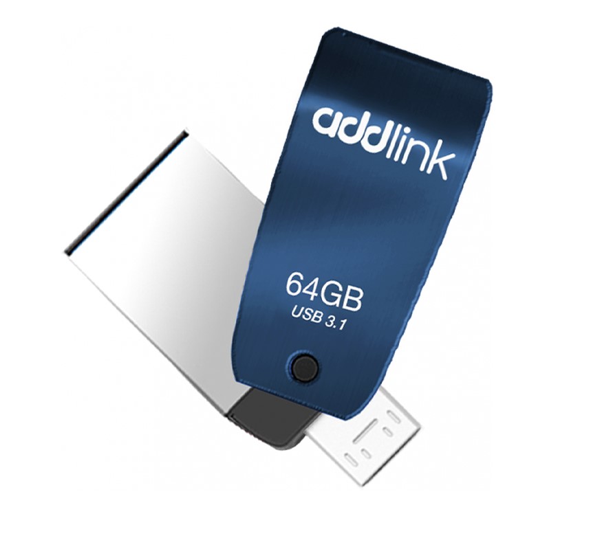 Pen Drive Addlink T55 64GB USB 3.1 + Micro USB OTG Azul N/P: AD64GBT55B3 - PC Mania