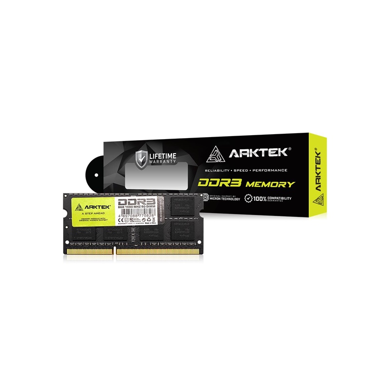 Memoria RAM ARKTEK 8GB 1600Mhz DDR3 CL11 Notebook N/P: AKD3S8N1600 - PC Mania