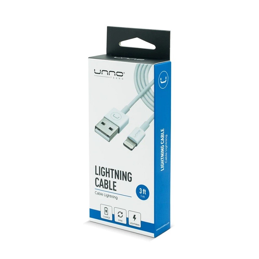 Cable Lightning Unno Tekno 1Mt. Blanco N/P: CB4053WT - PC Mania