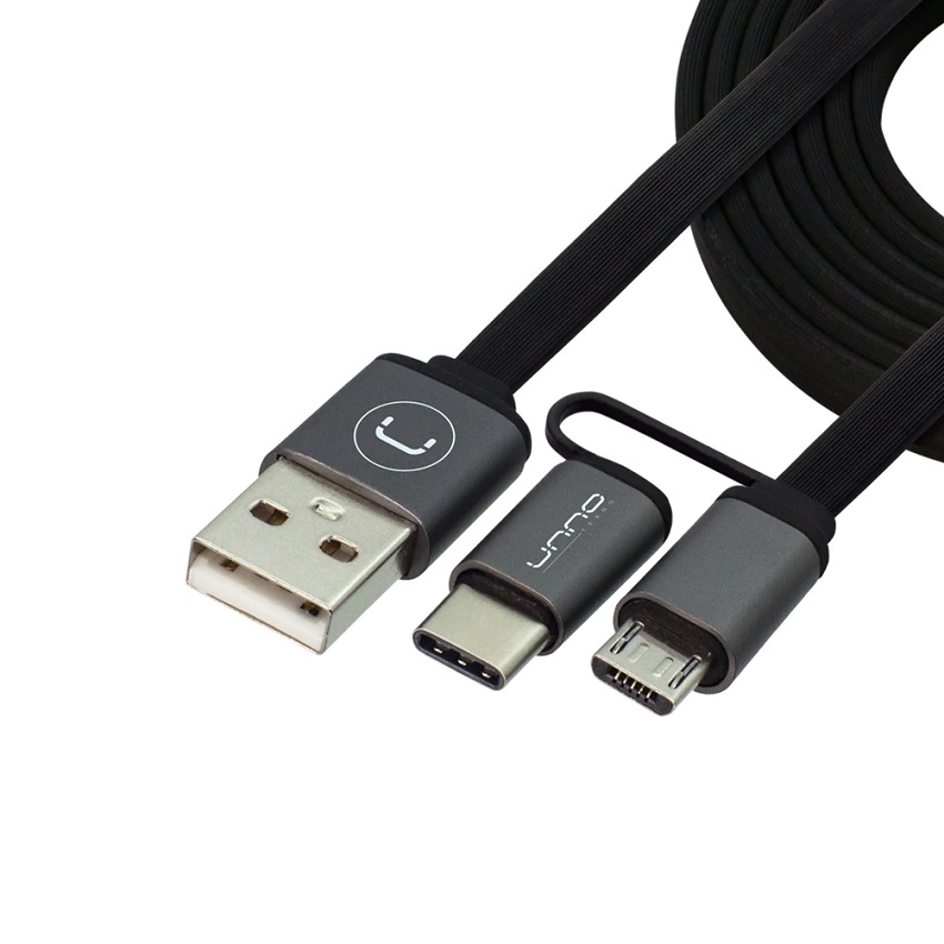 Cable Unno Tekno 2 en 1 USB A a TIPO C Y MICRO USB 1 Mt. N/P: CB4056GY - PC Mania