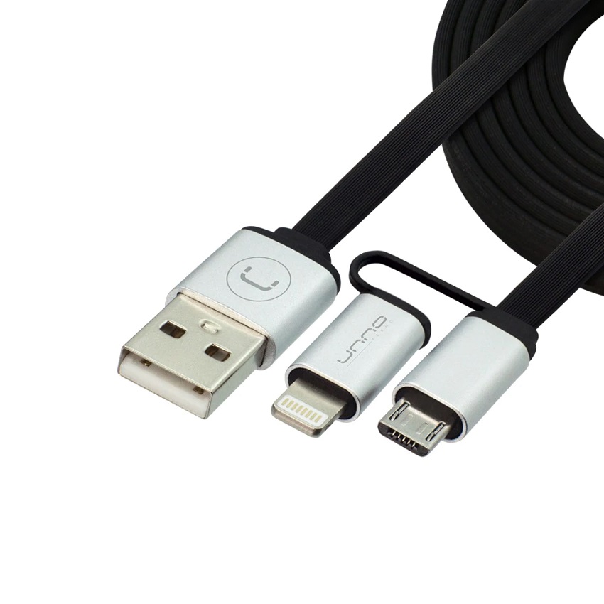 Cable Unno Tekno 2 en 1 USB A a Liightning Y Micro USB 1 Mt. Negro N/P: CB4057SV - PC Mania