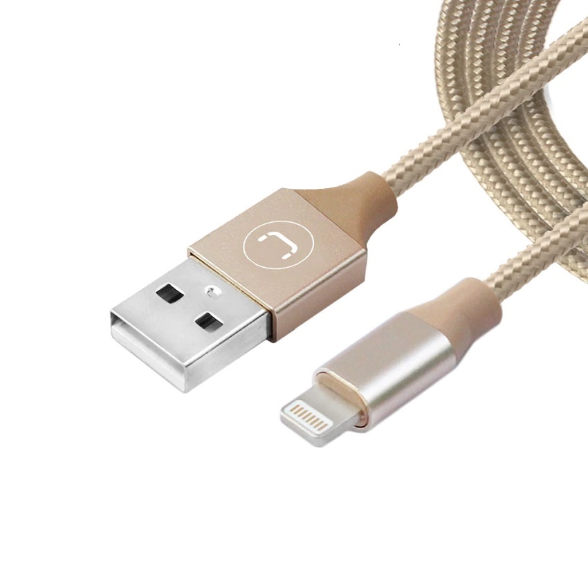 Cable Unno Tekno Trenzado USB A a Lightning 1.5 Mts. Dorado N/P: CB4061GD - PC Mania