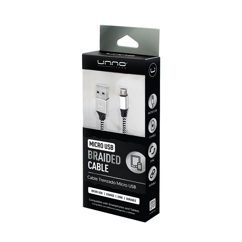 Cable Unno Tekno Trenzado USB A a USB B 1.5 Mts. Plateado N/P: CB4061SV - PC Mania