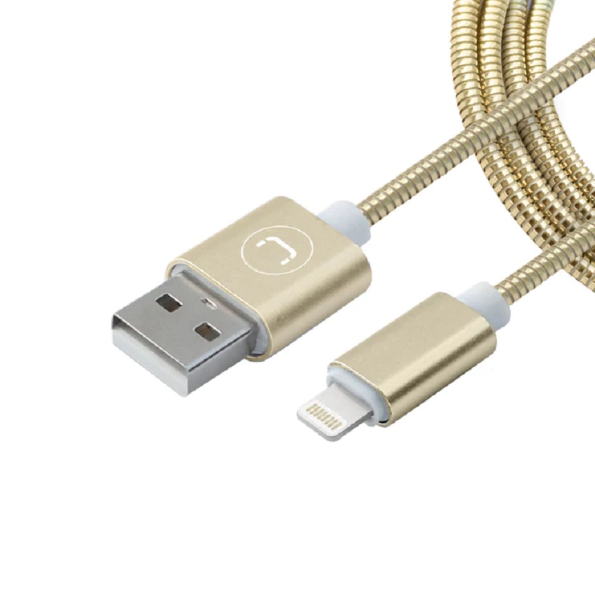 Cable Unno Tekno Trenzado USB A a Lightning 1 Mt. Dorado N/P: CB4063GD - PC Mania