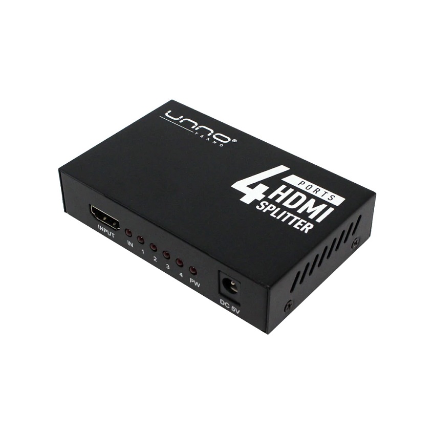 Splitter - Switch HDMI Unno Tekno 1 Puerto entrada 4 Puertos salida N/P: HB1205BK - PC Mania