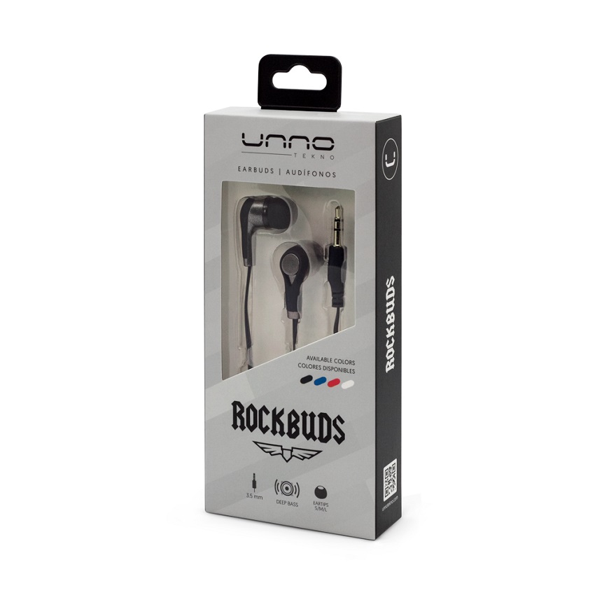 Audífonos Unno Tekno Rockbuds 3.5 Estéreo Negro N/P: HS7003BK - PC Mania