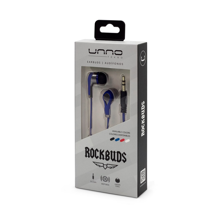 Audífonos Unno Tekno Rockbuds 3.5 Estéreo Azul N/P: HS7003BL - PC Mania