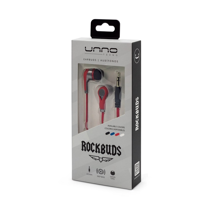 Audífonos Unno Tekno Rockbuds 3.5 Estéreo Rojo N/P: HS7003RD - PC Mania