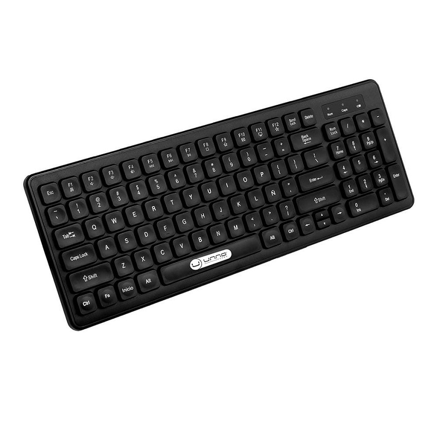 Teclado Unno Tekno Inalámbrico Klass Español Negro N/P: KB6751BK - PC Mania