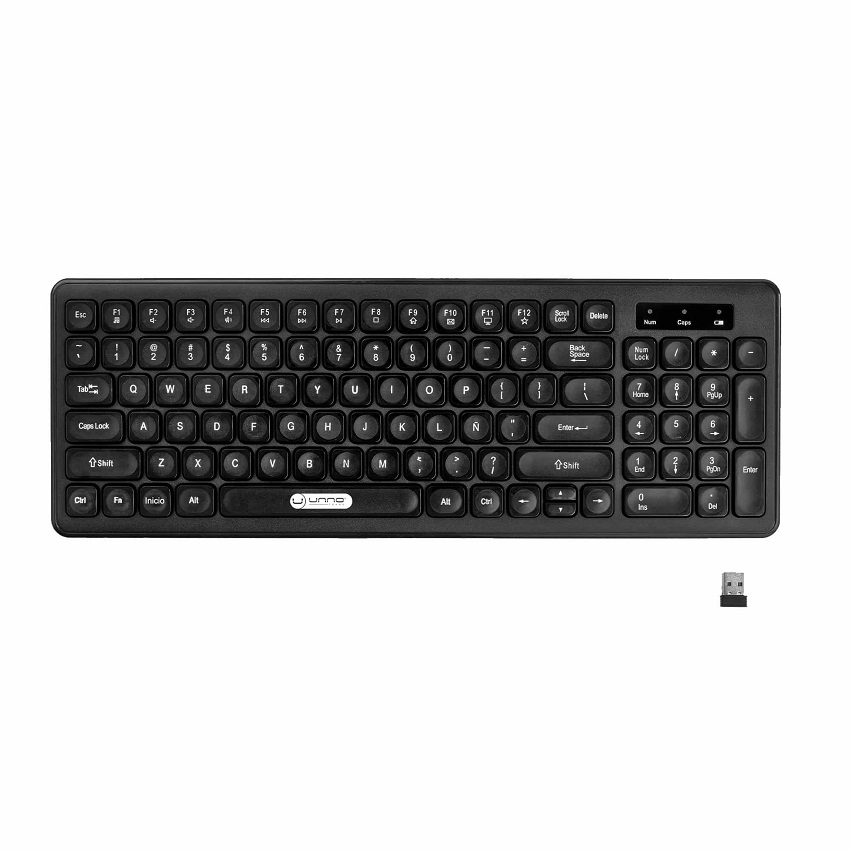 Teclado Unno Tekno Inalámbrico Klass Español Negro N/P: KB6751BK - PC Mania