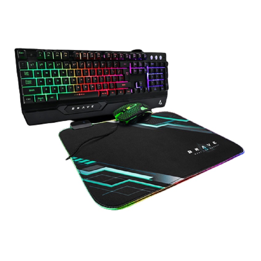 Kit de Teclado, Mouse y Pad Unno Tekno Gaming Brave Ingles Negro N/P: KB6784BK - PC Mania