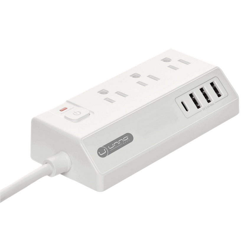 Regleta Eléctrica Unno Tekno de 3*Nema + 3*USB + 1*USB C N/P: PW5083WT - PC Mania
