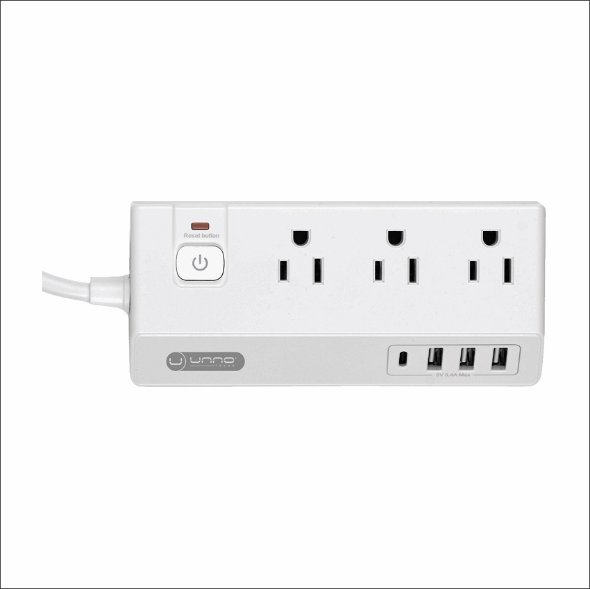 Regleta Eléctrica Unno Tekno de 3*Nema + 3*USB + 1*USB C N/P: PW5083WT - PC Mania