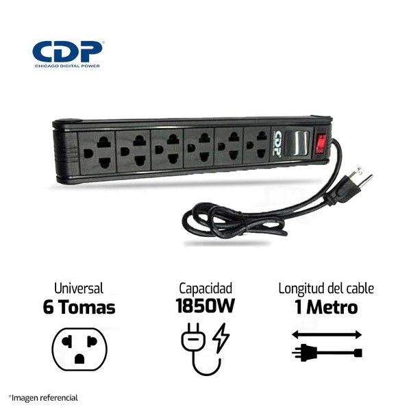 Regleta CDP 6 Tomas Supresora de Picos N/P: R-SS6I - PC Mania