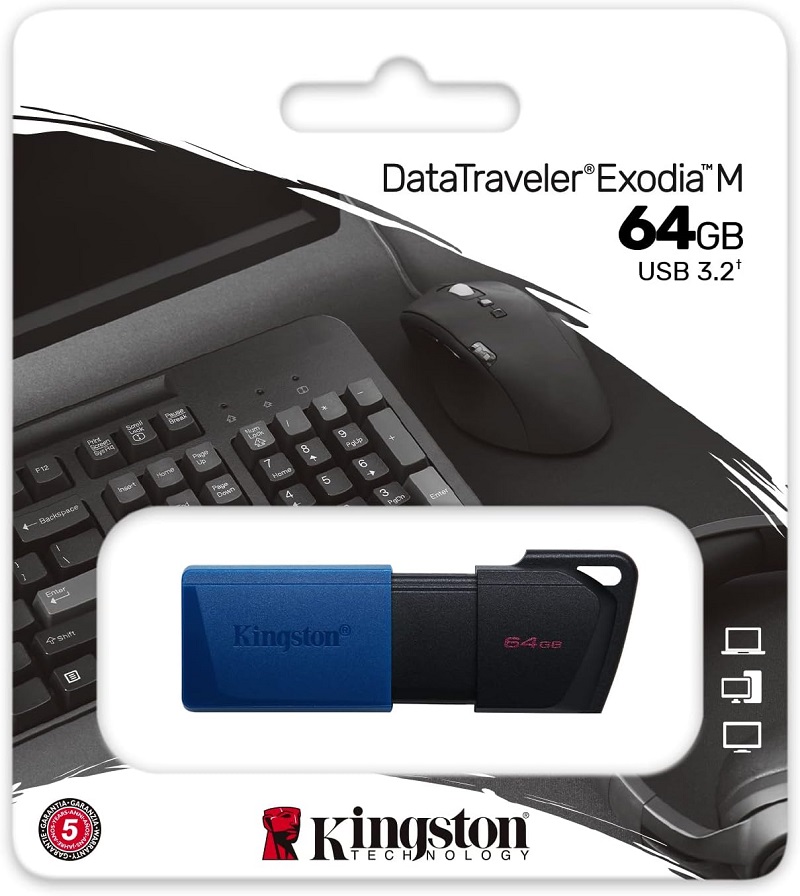 Pen Drive 64GB Kingston Data Traveler Exodia USB 3.2 Negro/Azul N/P: DTXM-64GB - PC Mania