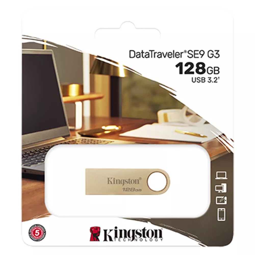 Pen Drive 128GB Kingston Data Traveler SE9 GEN3 USB 3.2 Dorado N/P: DTSE9G3/128GB - PC Mania