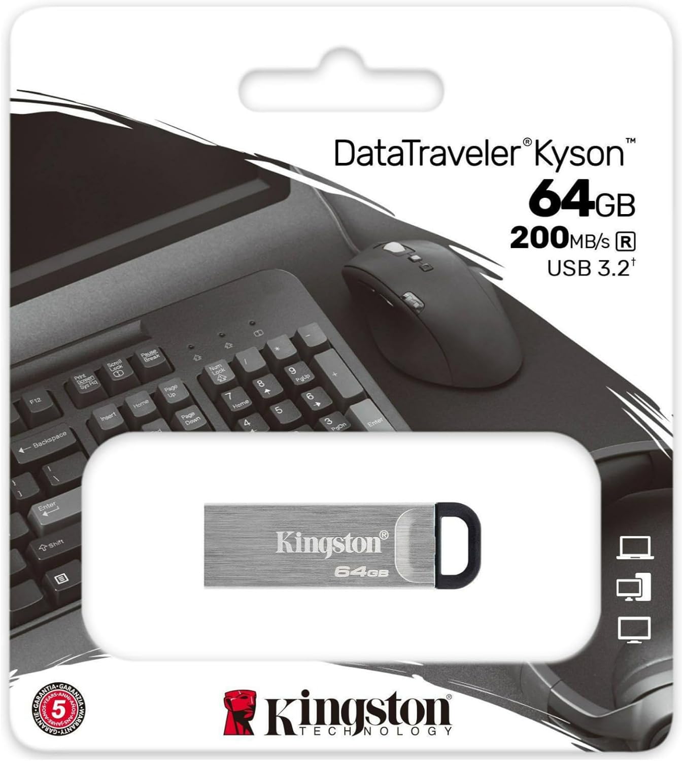 Pen Drive 64GB Kingston Data Traveler Kyson USB 3.2 Plata N/P: DTKN/64GB - PC Mania