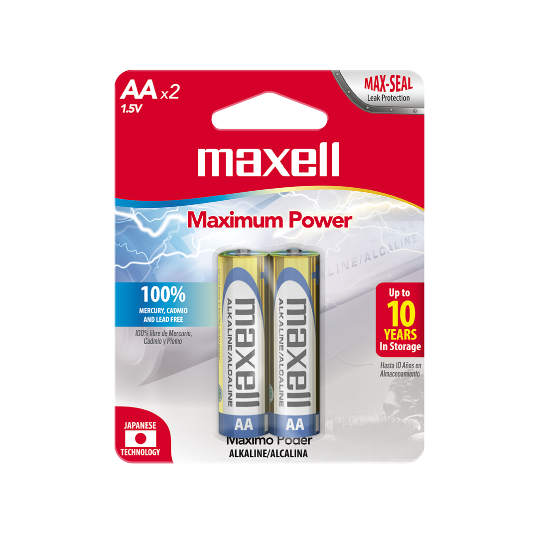 Batería Maxell LR6 Alcalina 1.5V AAX2 Mod. AA-2BP - PC Mania