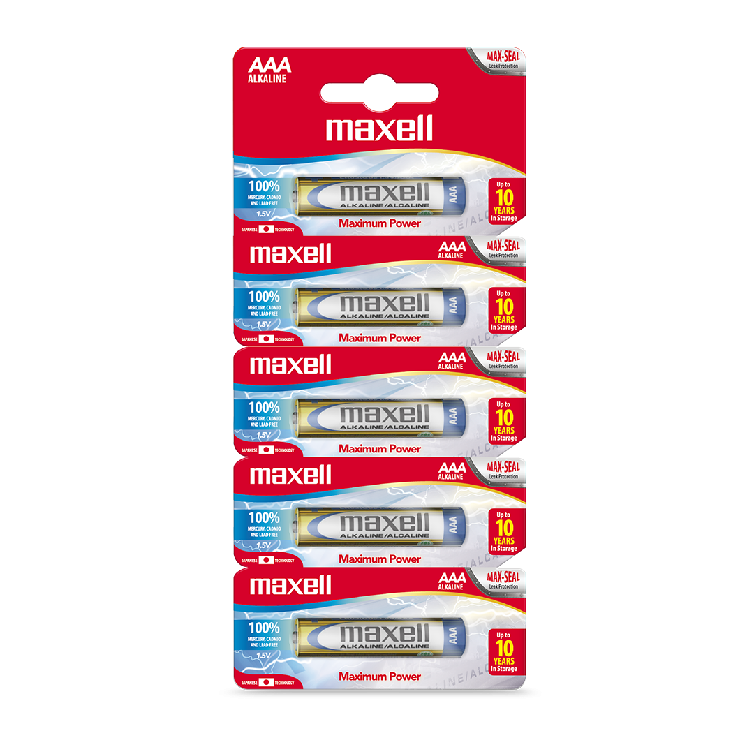 Batería Maxell LR3 Alcalina 1,5V AAAX5 Mod. AAA-5TS - PC Mania