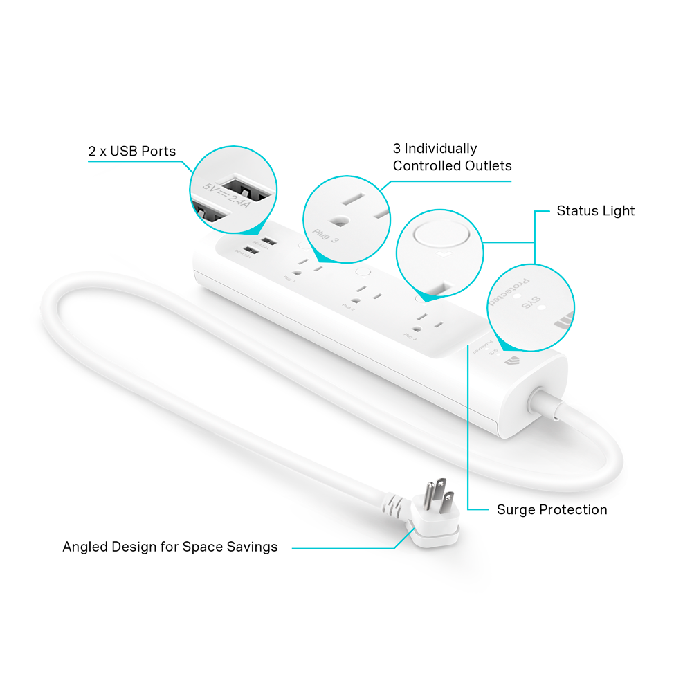 Regleta Smart Wi-Fi TP-Link 3 Tomas + 2 USB N/P: KP303 - PC Mania