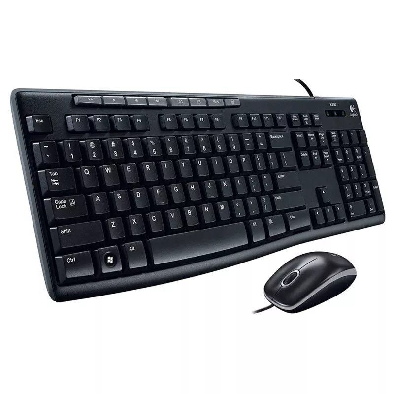 Kit de Teclado y Mouse Logitech Media MK200 Negro N/P: 920-002716 - PC Mania