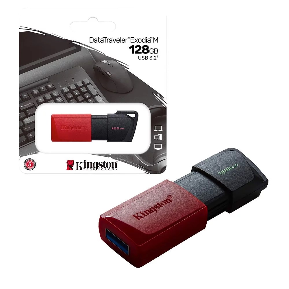 Pen Drive 128GB Kingston Data Traveler Exodia USB 3.2 Negro/Rojo N/P: DTXM-128GB - PC Mania