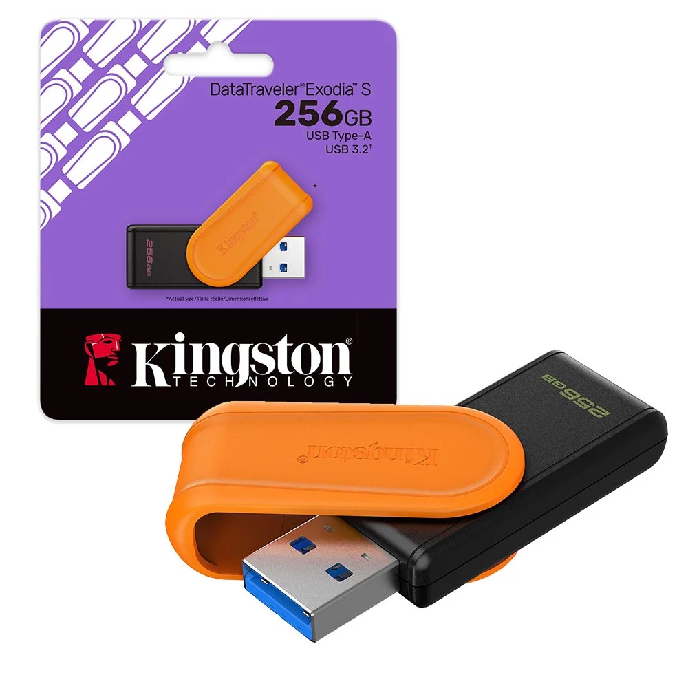Pen Drive 256GB Kingston Data Traveler Exodia S USB 3.2 Negro/Naranja N/P: DTXS-256GB - PC Mania