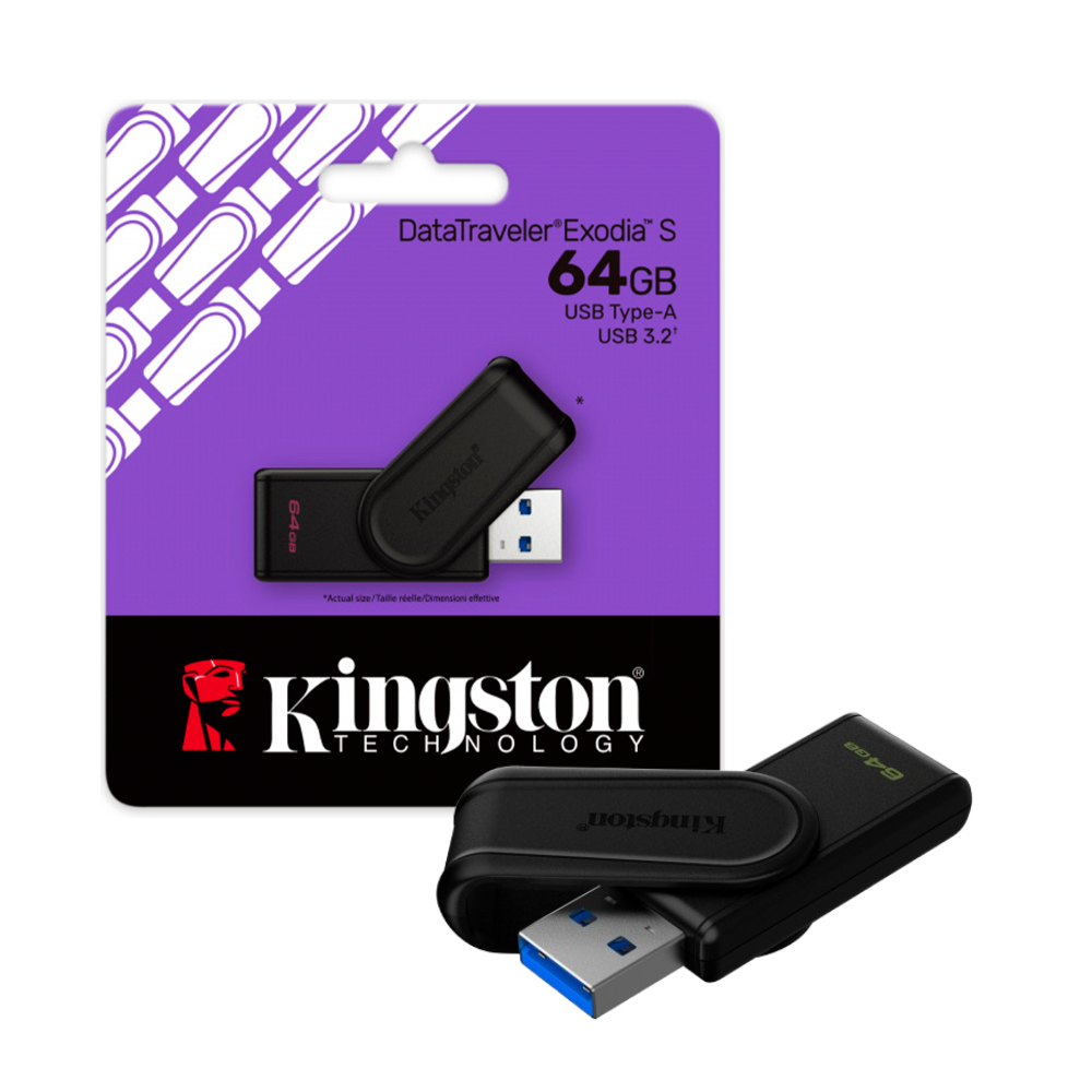 Pen Drive 64GB Kingston Data Traveler Exodia S USB 3.2 Negro N/P: DTXS-64GB - PC Mania