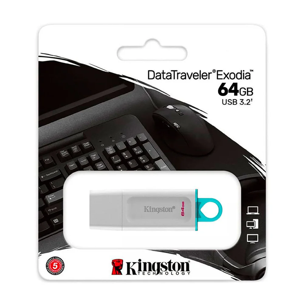 Pen Drive 64GB Kingston Data Traveler Exodia USB 3.2 Balnco N/P: KC-U2G64-5R - PC Mania