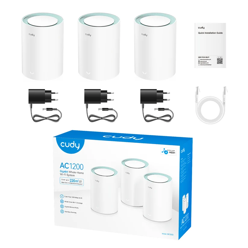 Router WiFi Mesh CUDY AC1200 Gigabit Mod. M1300 3 PACK - PC Mania
