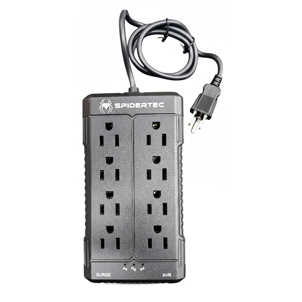 Regulador de Voltaje Spidertec 1000VA/520W/120V/AVR/8 Tomas Mod. AVR005A - PC Mania