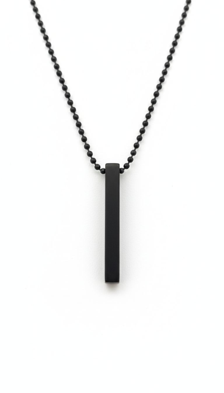 The Monolith (Pendant is black, chain is silver) view 1