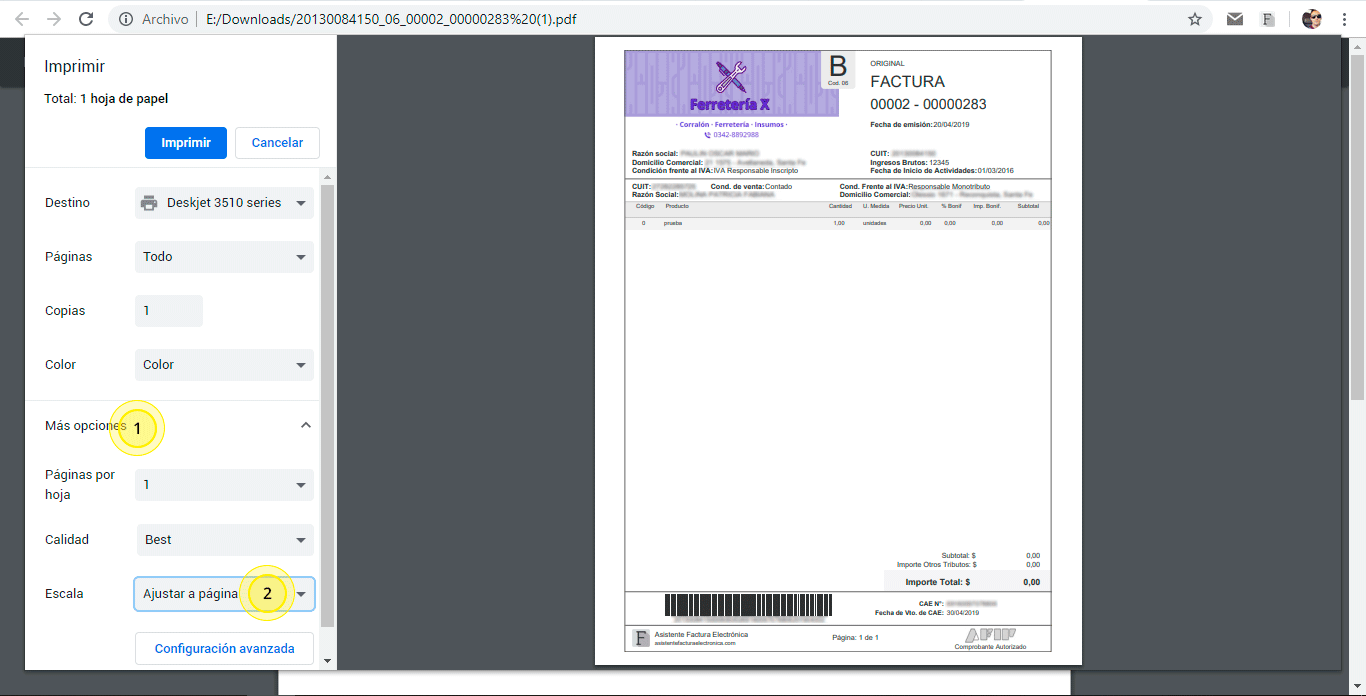 Ajustar margenes impresion factura electronica con logo