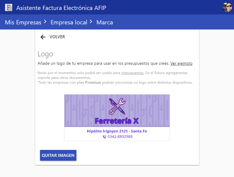 Cambiar logo empresa AFIP
