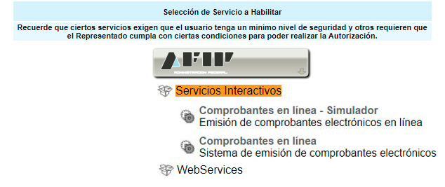 Habilitar comprobantes en líenea AFIP