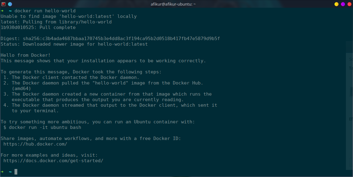 docker run hello-world