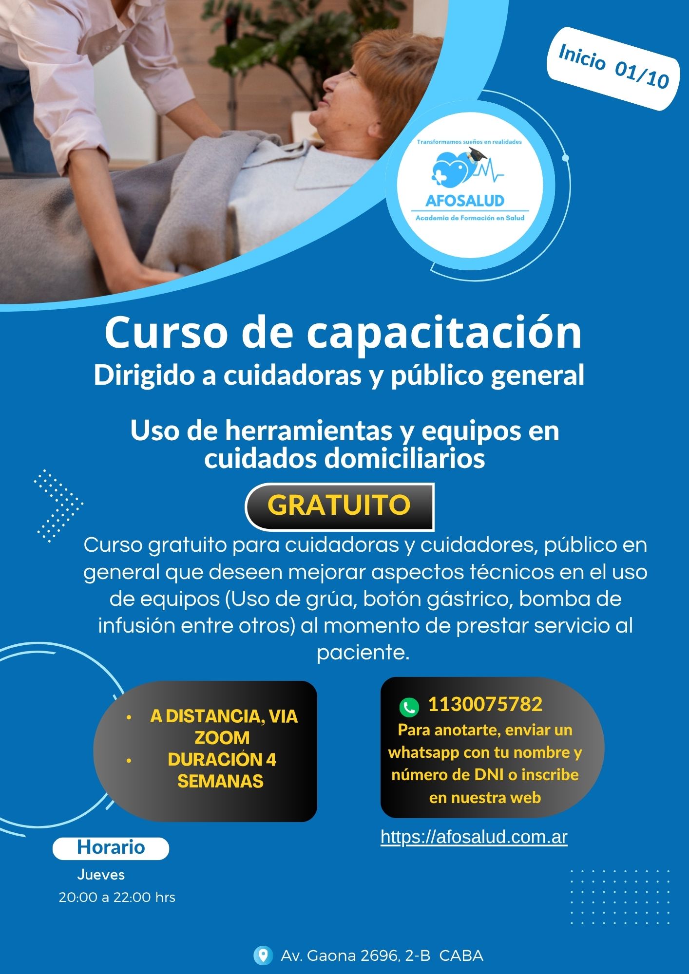 Uso de herramientas y equipos en cuidados domiciliarios
