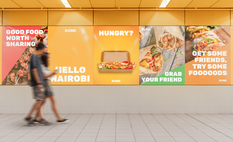 Photo of Kune Food banner showing a variety of food items.