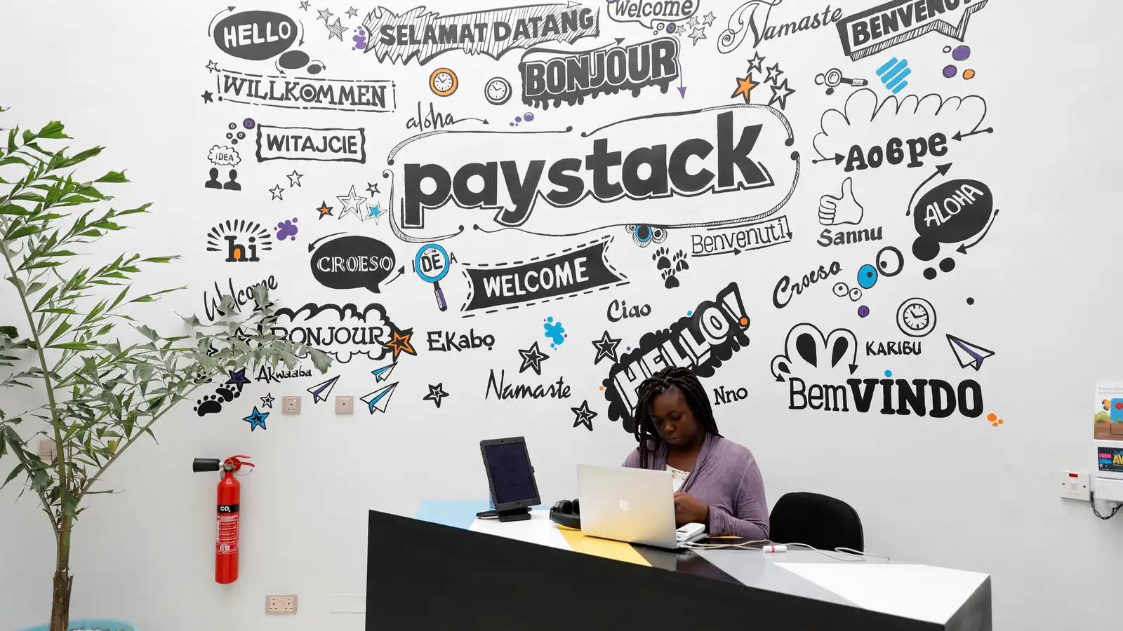 Paystack office reception. Image: Reuters/Akintunde Akinleye