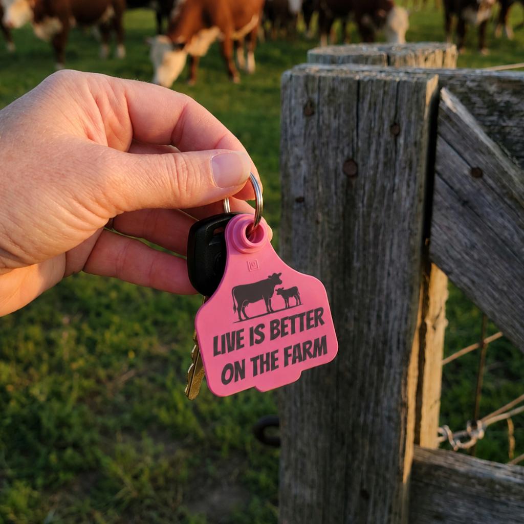 Cattle Ear Tag Keyring - Custom Engraved Keychain & Luggage Tag