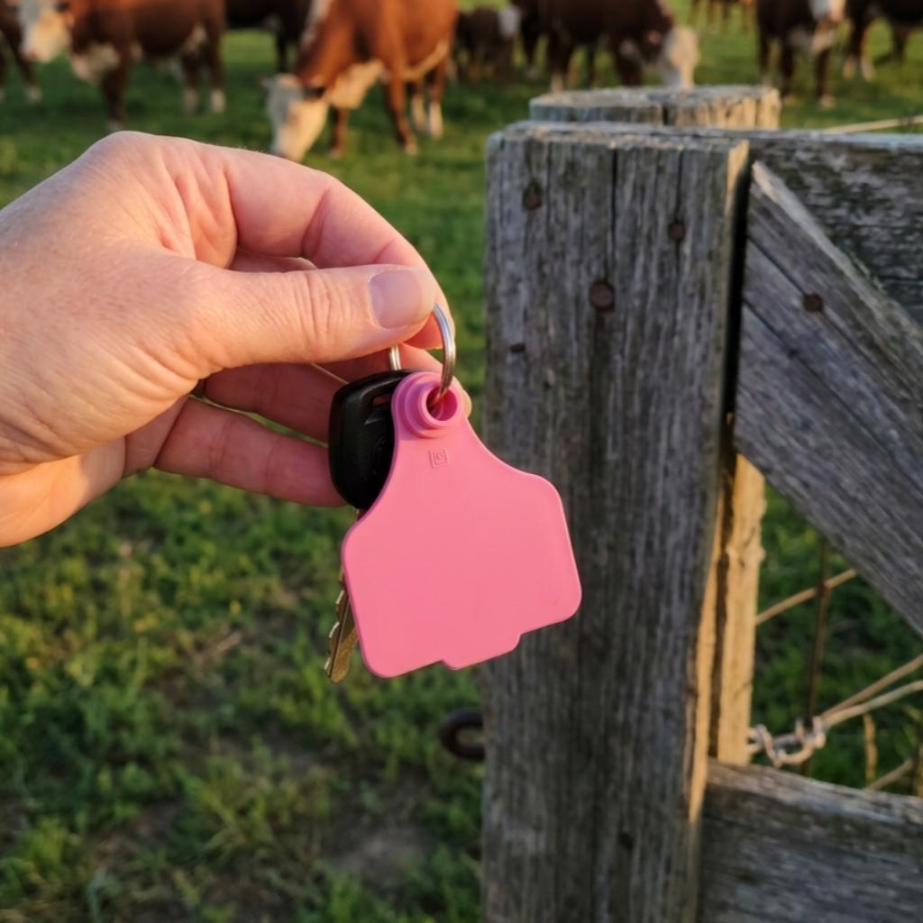 Cattle Ear Tag Keyring - Custom Engraved Keychain & Luggage Tag